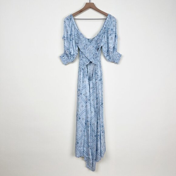 Anthropologie Omika Handmade Midi Blair Dress Puff Poof Sleeve Euro Girl Greece - Picture 12 of 15